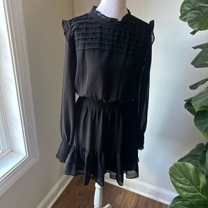 1. State Elegant Black Long Sleeve Dress with Pleats
